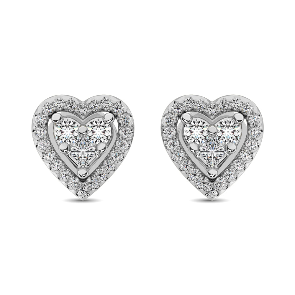 10K White Gold 1/3 Ct.Tw. Diamond Heart Stud Earrings  Picasso Gold & Diamond Jewelry