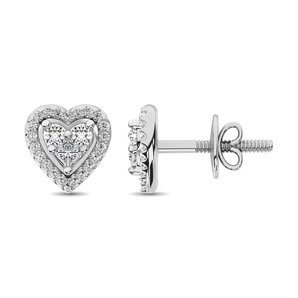 10K White Gold 1/3 Ct.Tw. Diamond Heart Stud Earrings  Picasso Gold & Diamond Jewelry