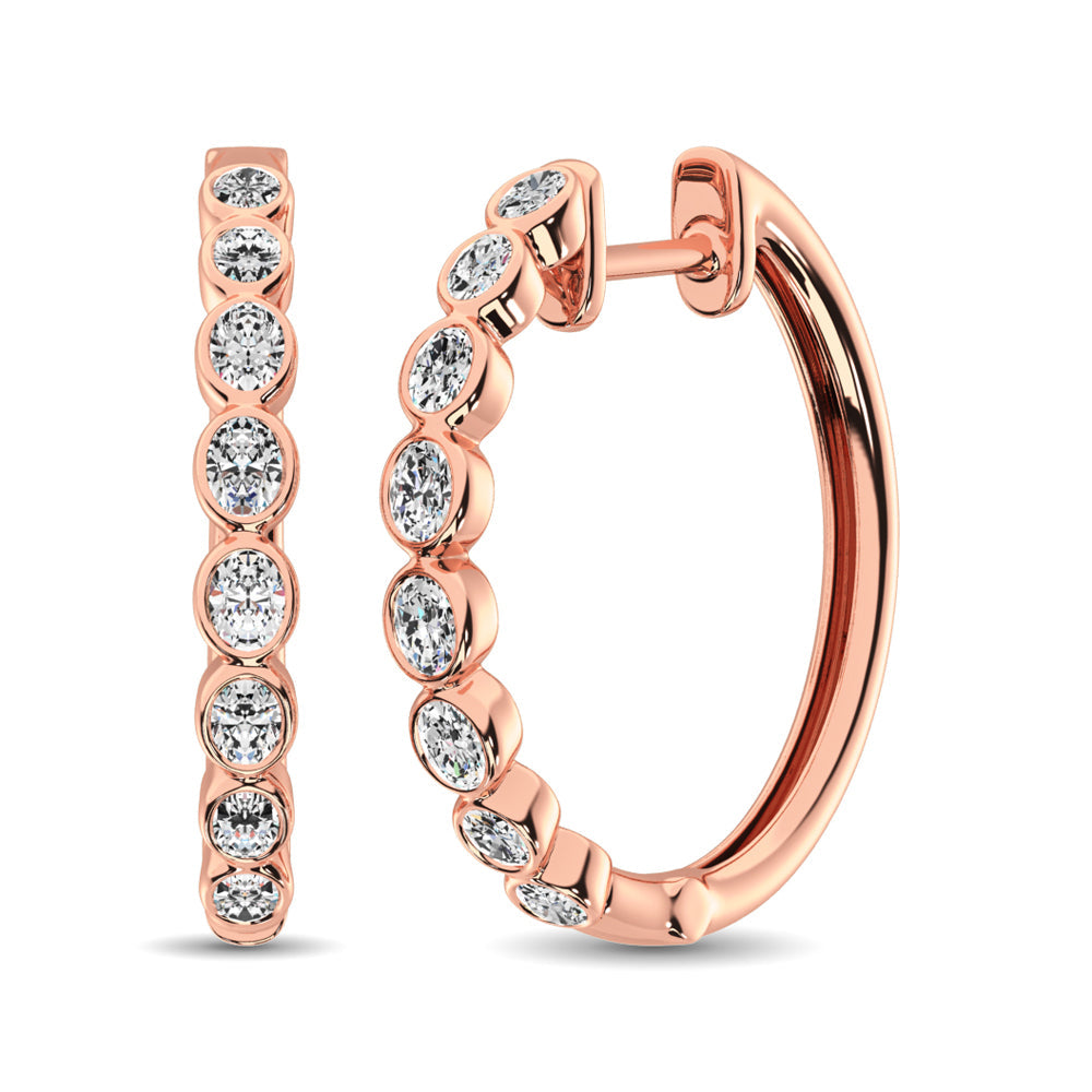 14K Rose Gold 1/3 Ct.Tw. Diamond Hoop Earrings  Picasso Gold & Diamond Jewelry