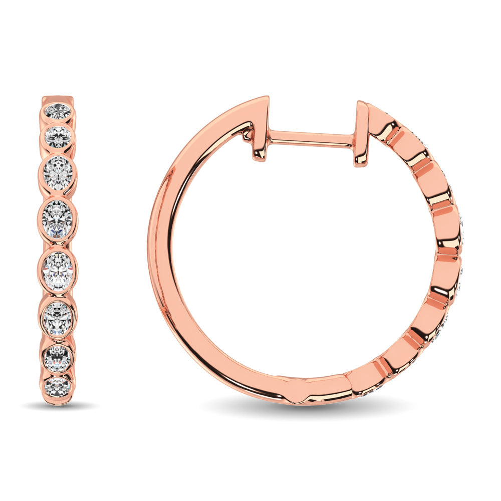 14K Rose Gold 1/3 Ct.Tw. Diamond Hoop Earrings  Picasso Gold & Diamond Jewelry