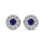14K White Gold Diamond 1/4 Ct.Tw. and Blue Sapphire Stud  Picasso Gold & Diamond Jewelry