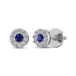 14K White Gold Diamond 1/4 Ct.Tw. and Blue Sapphire Stud  Picasso Gold & Diamond Jewelry