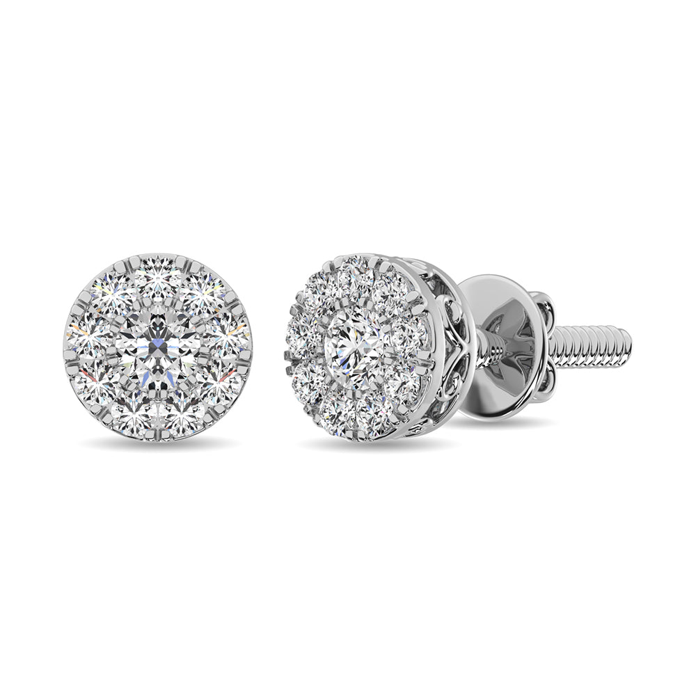 Diamond 1/4 Ct.Tw. Round Frame Stud Earrings  Picasso Gold & Diamond Jewelry