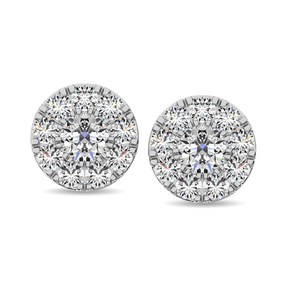 Diamond 1/4 Ct.Tw. Round Frame Stud Earrings  Picasso Gold & Diamond Jewelry
