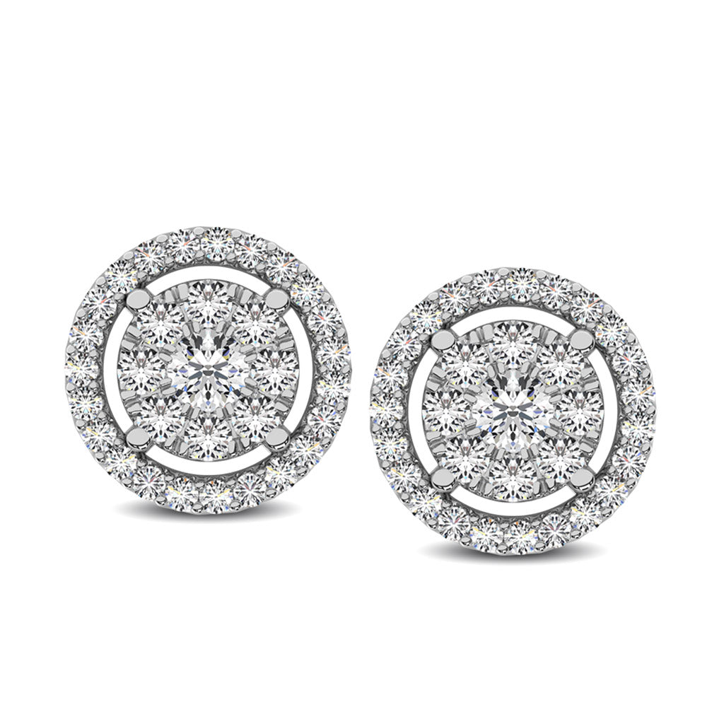 Diamond 1/2 Ct.Tw. Round Double Frame Stud Earrings  Picasso Gold & Diamond Jewelry