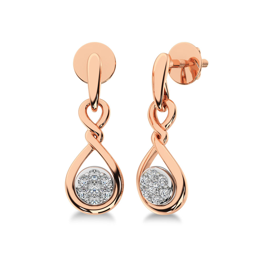 10K Rose Gold 1/4 Ct.Tw. Diamond Danglers Earrings  Picasso Gold & Diamond Jewelry