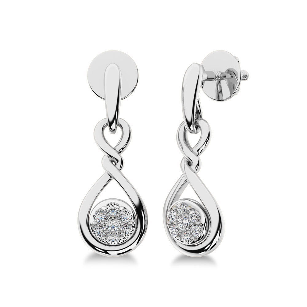 10K White Gold 1/4 Ct.Tw. Diamond Danglers Earrings  Picasso Gold & Diamond Jewelry