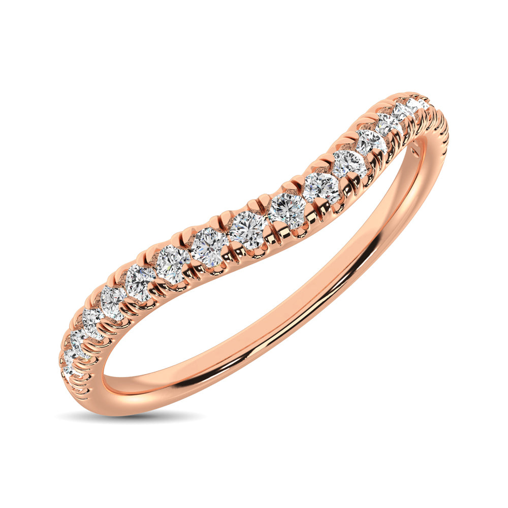 14K Rose Gold 1/6 ct. tw. Contour Band Ring, top view of the diamonds