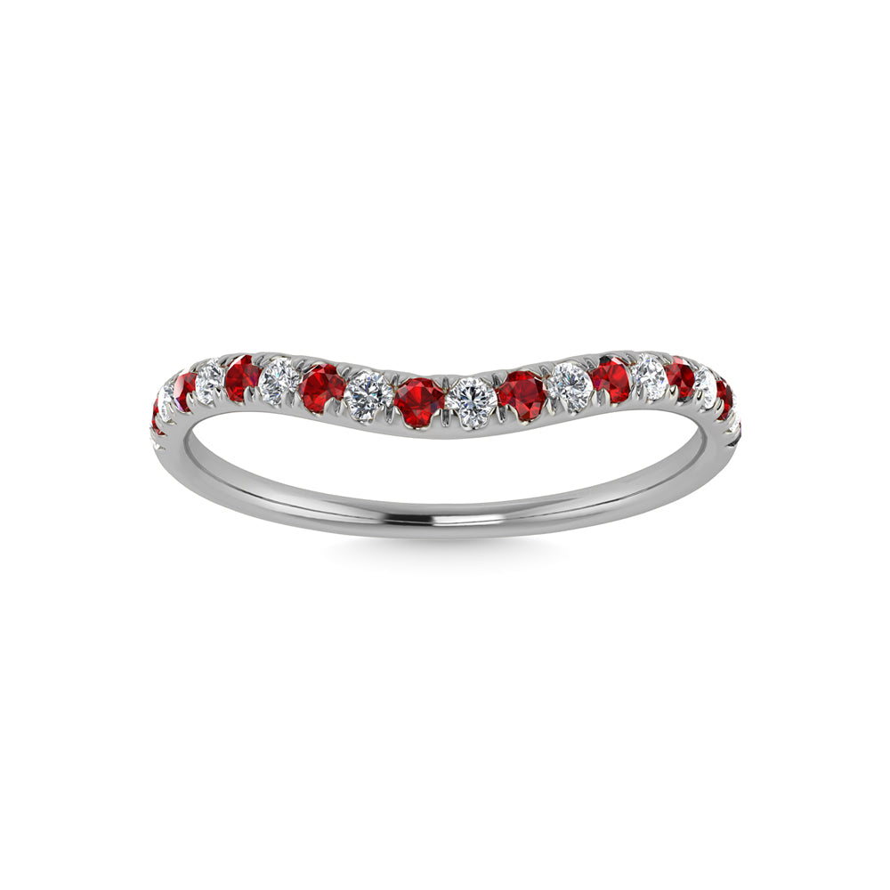 14K White Gold Ruby and Diamond 1/5 ct. tw. Curve Band | Picasso Gold & Diamond