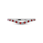 14K White Gold Ruby and Diamond 1/5 ct. tw. Curve Band, side profile view showing the band