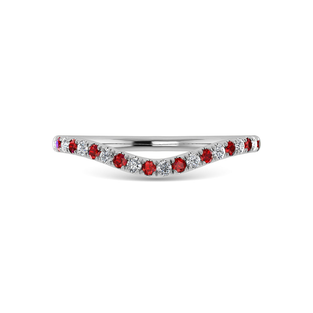 14K White Gold Ruby and Diamond 1/5 ct. tw. Curve Band, side profile view showing the band