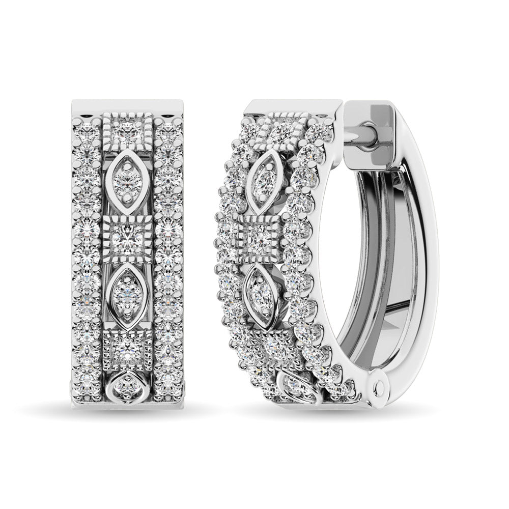 Diamond 3/8 Ct.Tw. Hoop Earrings  in 14K White Gold  Picasso Gold & Diamond Jewelry