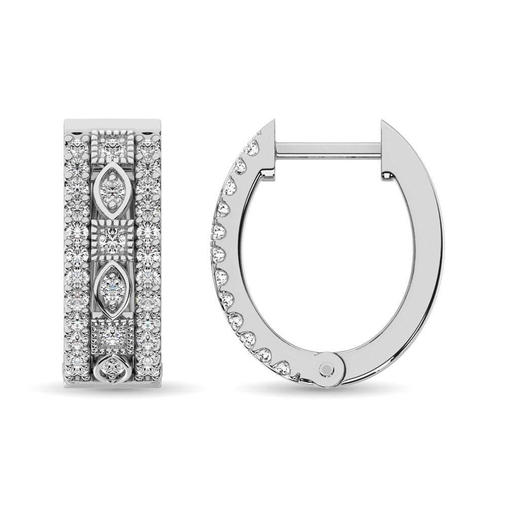Diamond 3/8 Ct.Tw. Hoop Earrings  in 14K White Gold  Picasso Gold & Diamond Jewelry