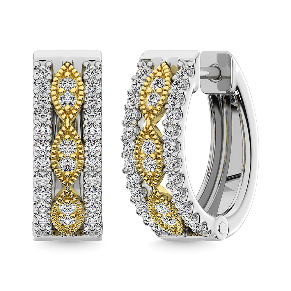 Earrings Diamond 3/8 Ct.Tw. Hoop Earrings in 14K Two Tone Gold Diamond 3/8 Ct.Tw. Hoop Earrings in 14K Two Tone Gold 61796WY