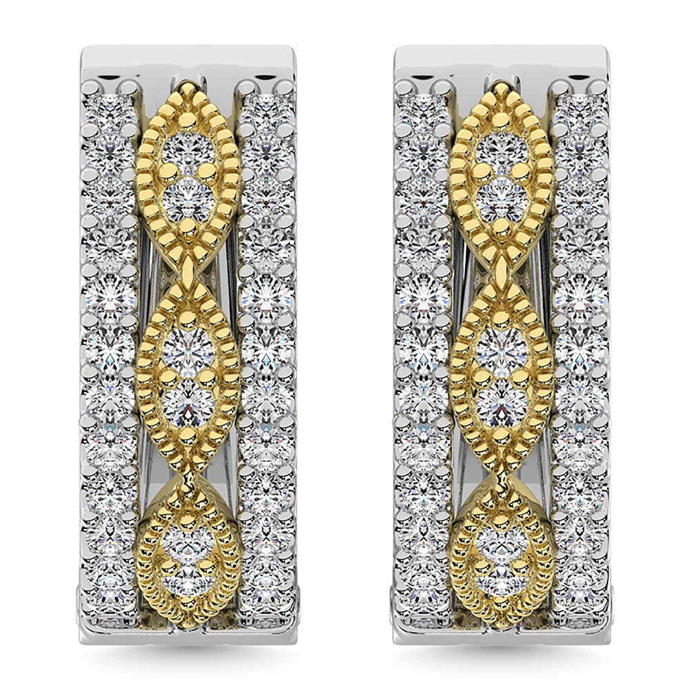 Earrings Diamond 3/8 Ct.Tw. Hoop Earrings in 14K Two Tone Gold Diamond 3/8 Ct.Tw. Hoop Earrings in 14K Two Tone Gold 61796WY