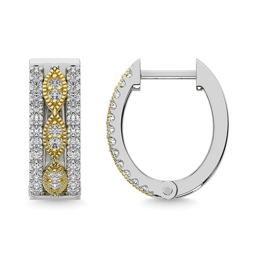 Earrings Diamond 3/8 Ct.Tw. Hoop Earrings in 14K Two Tone Gold Diamond 3/8 Ct.Tw. Hoop Earrings in 14K Two Tone Gold 61796WY