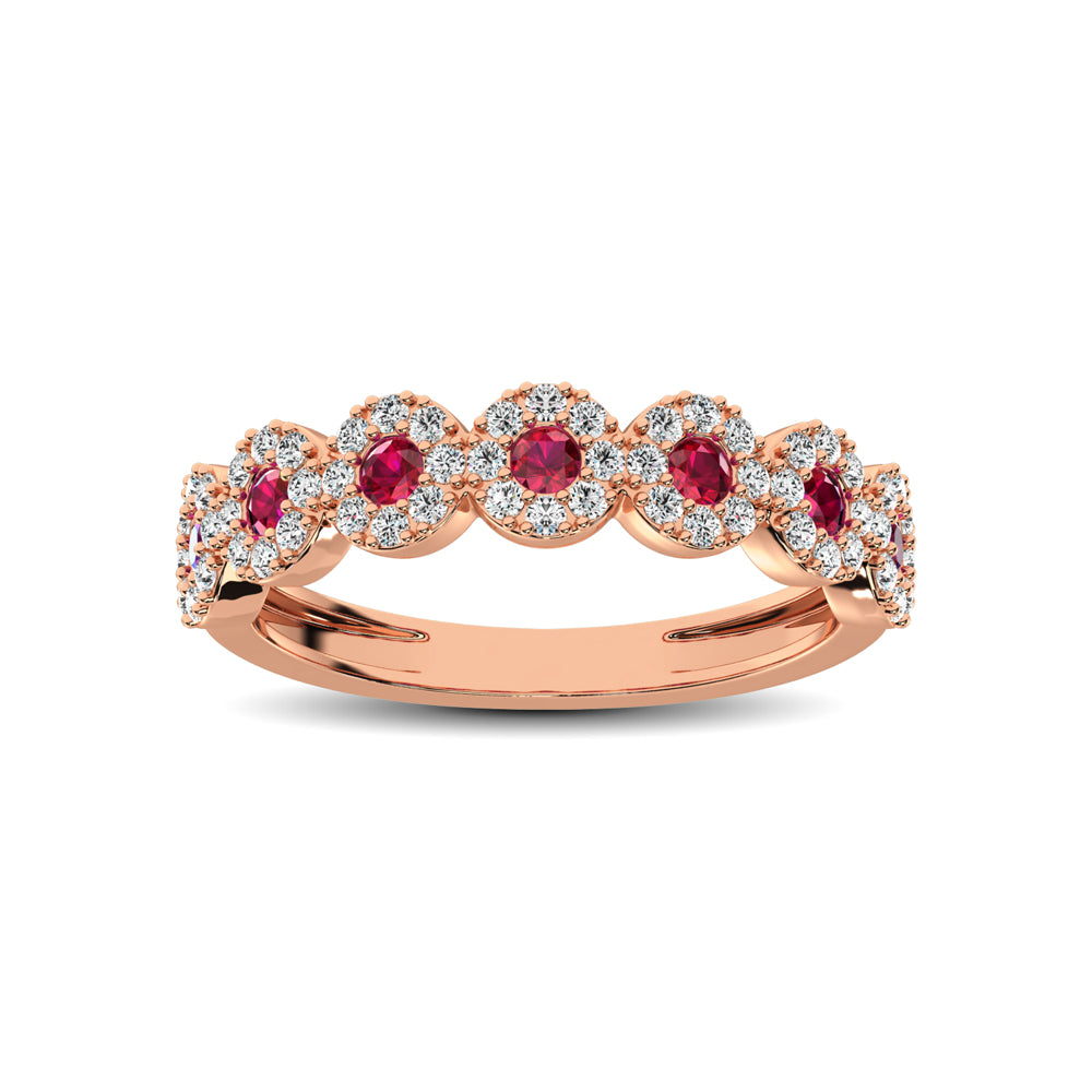 14K Rose Gold 5/8 ct. tw. Diamond & Ruby Stackable Band | Picasso Gold & Diamond