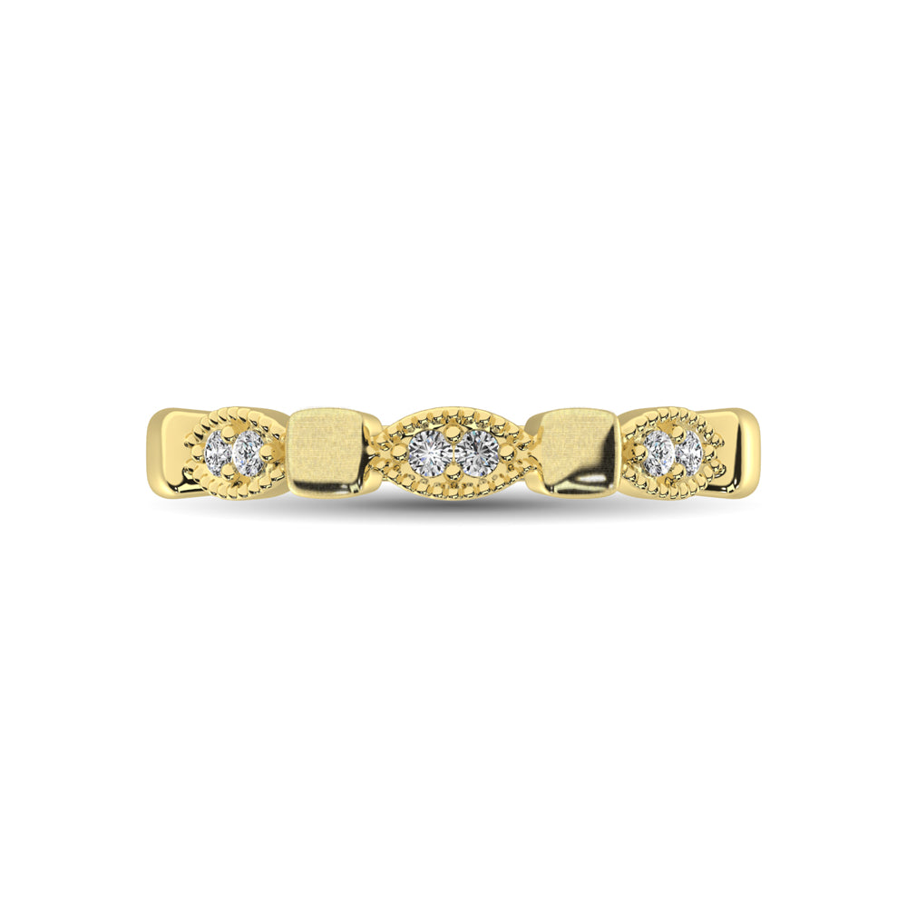 14K Yellow Gold 1/10 ct. tw. Diamond Stackable Band, side profile view showing the band