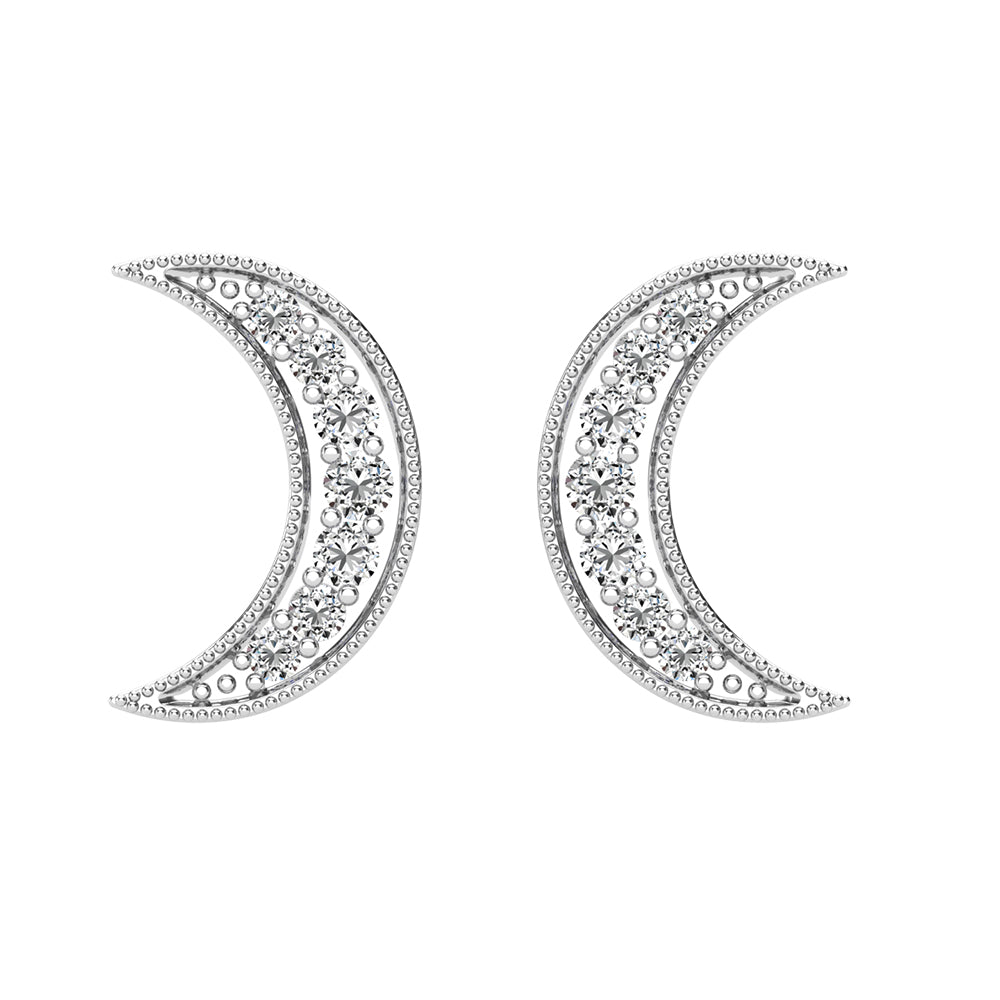 Diamond 1/6 Ct.Tw. Crescent Moon Earrings in 10K White Gold  Picasso Gold & Diamond Jewelry