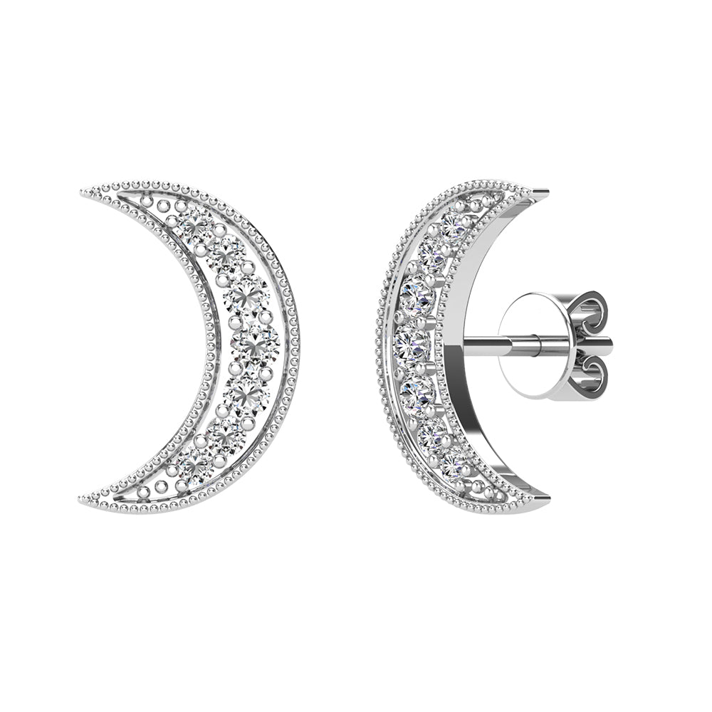 Diamond 1/6 Ct.Tw. Crescent Moon Earrings in 10K White Gold  Picasso Gold & Diamond Jewelry