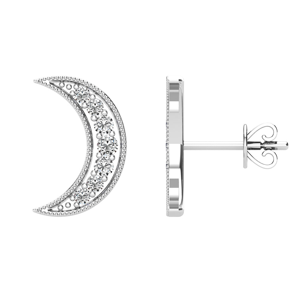Diamond 1/6 Ct.Tw. Crescent Moon Earrings in 10K White Gold  Picasso Gold & Diamond Jewelry