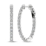 14K White Gold Diamond 9/10 Ct.Tw. In and Out Hoop Earrings  Picasso Gold & Diamond Jewelry