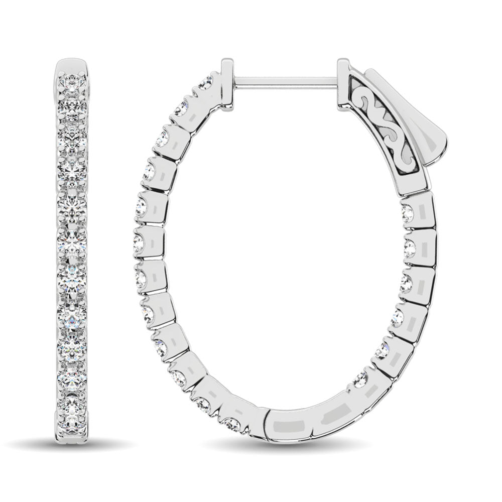 14K White Gold Diamond 9/10 Ct.Tw. In and Out Hoop Earrings  Picasso Gold & Diamond Jewelry