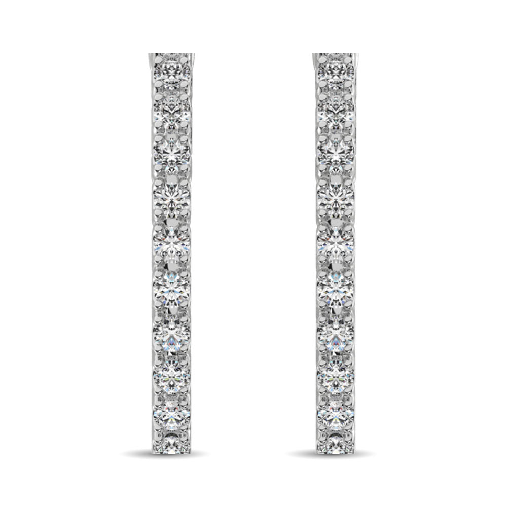 14K White Gold Diamond 9/10 Ct.Tw. In and Out Hoop Earrings  Picasso Gold & Diamond Jewelry