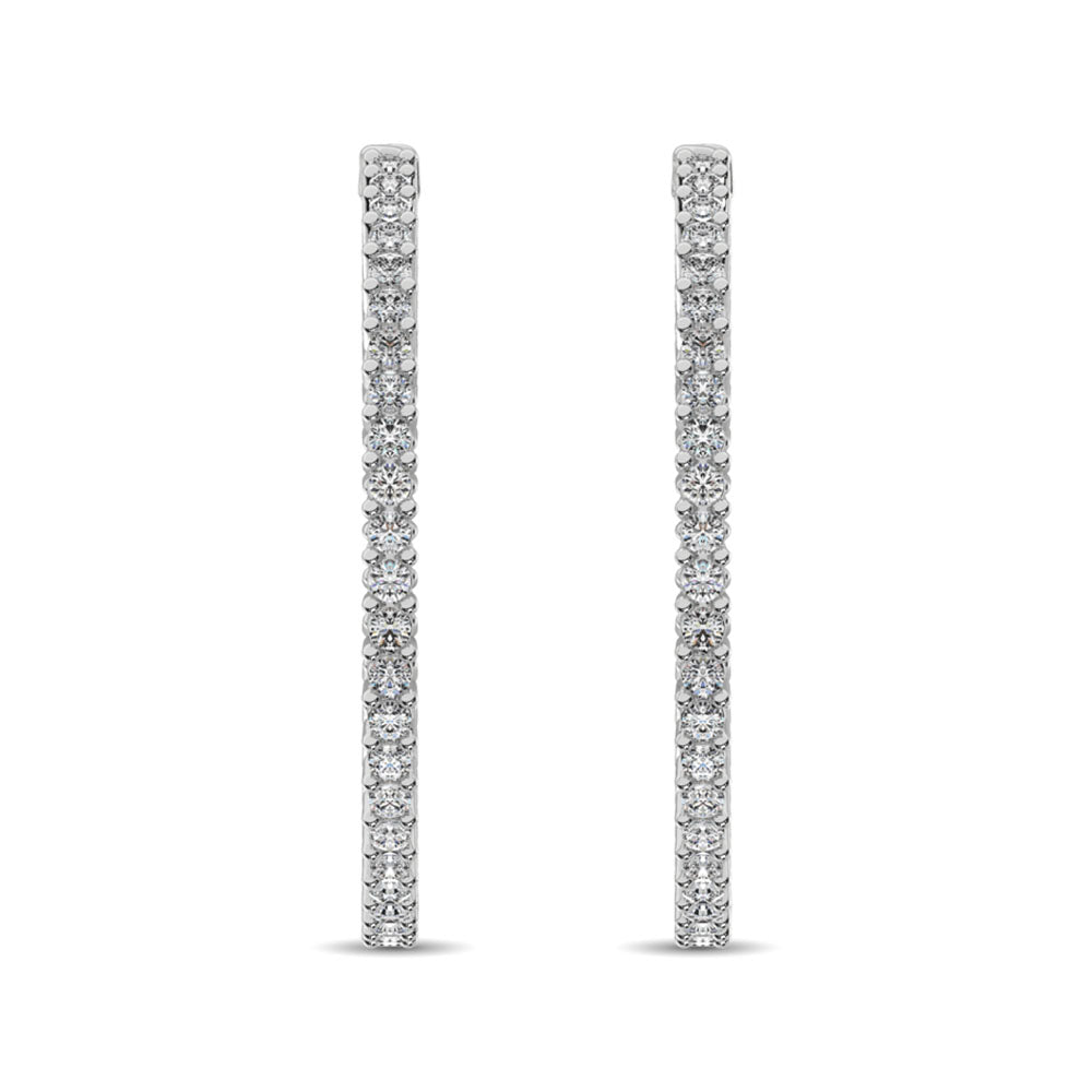 14K White Gold Diamond 2 2/5 Ct.Tw. In and Out Hoop Earrings  Picasso Gold & Diamond Jewelry