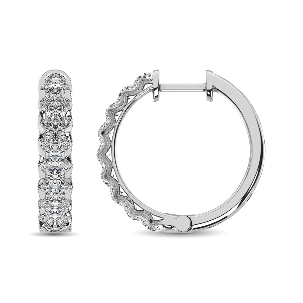 10K White Gold Diamond 1 Ct.Tw. Hoop Earrings  Picasso Gold & Diamond Jewelry