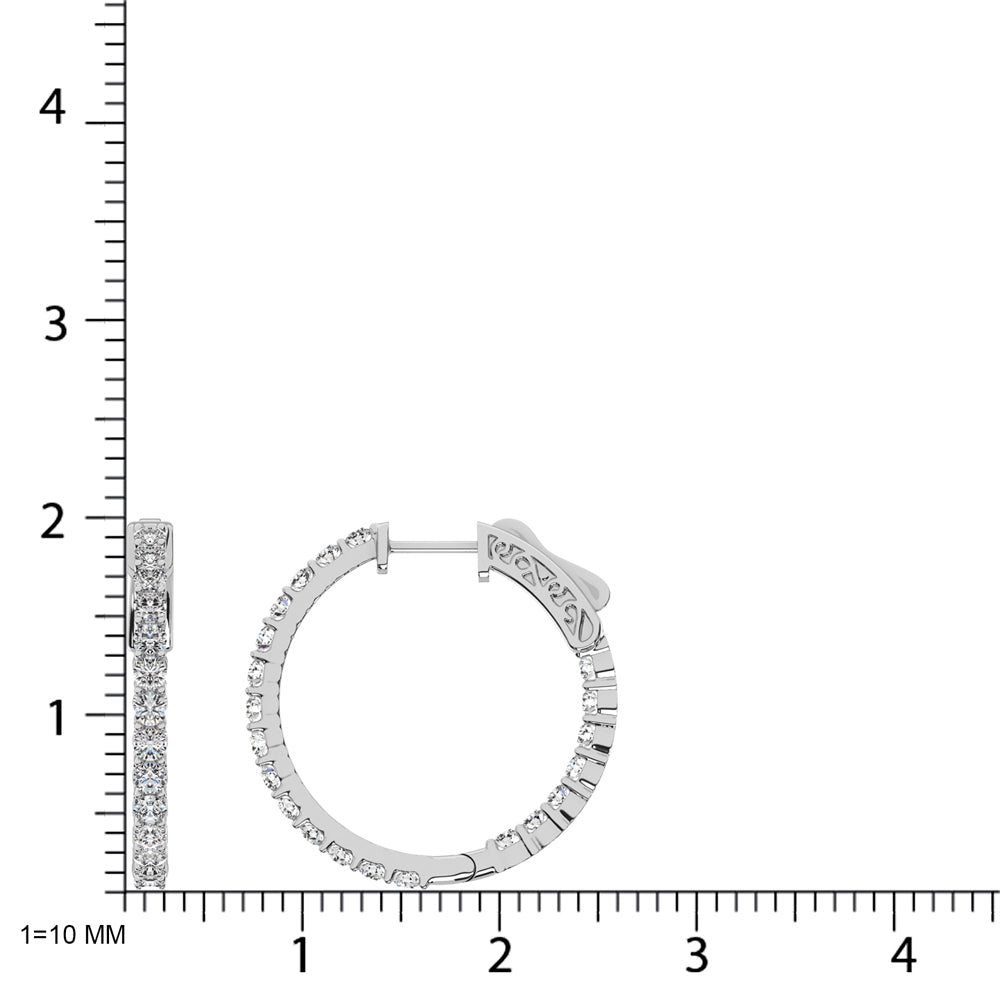 14K White Gold Diamond 1 Ct.Tw. In and Out Hoop Earrings  Picasso Gold & Diamond Jewelry