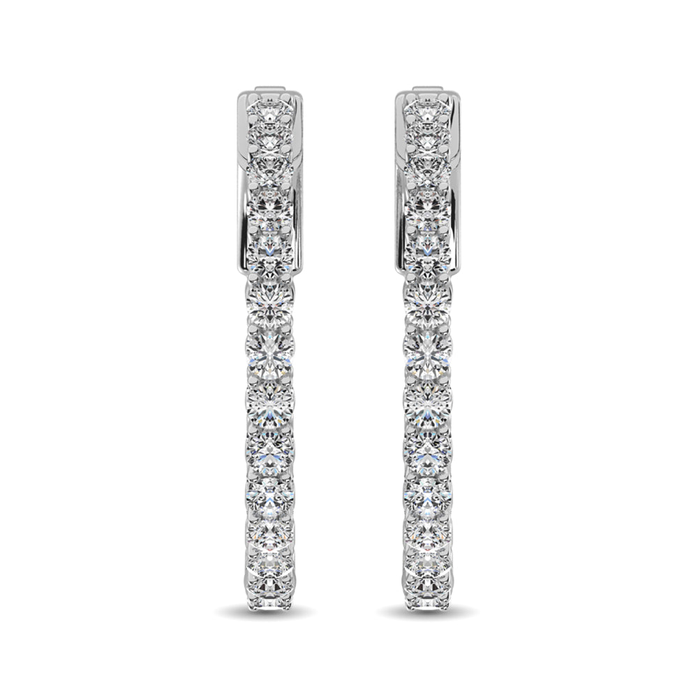 14K White Gold Diamond 1 1/2 Ct.Tw. In and Out Hoop Earrings  Picasso Gold & Diamond Jewelry