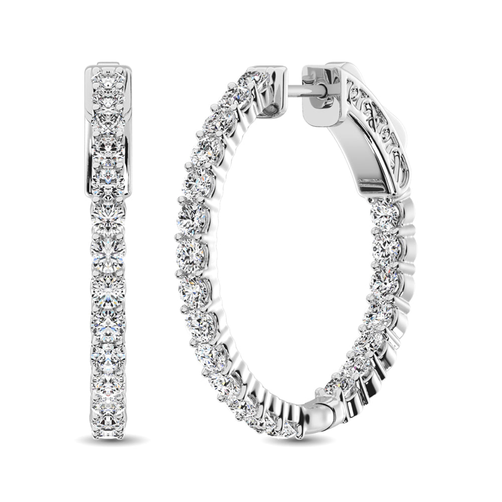 10K White Gold Diamond 2 Ct.Tw. In and Out Hoop Earrings  Picasso Gold & Diamond Jewelry