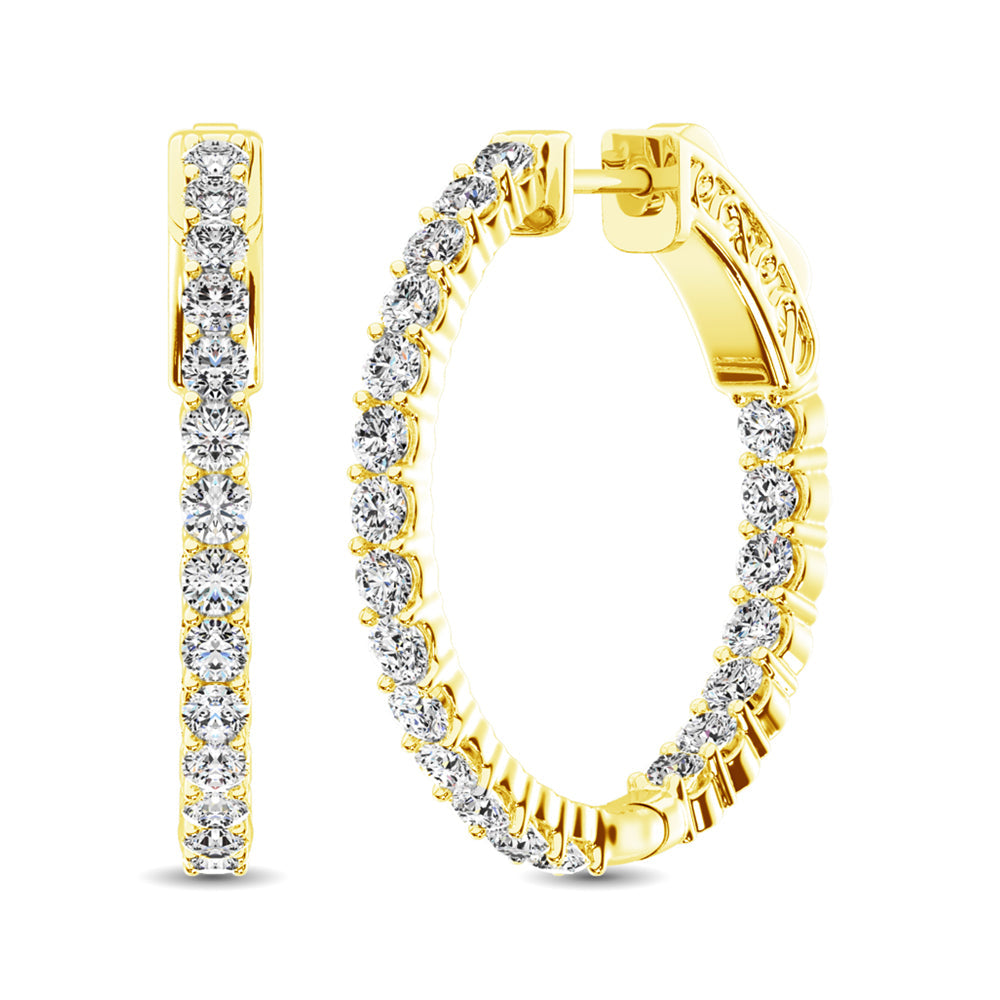 10K Yellow Gold Diamond 2 Ct.Tw. In and Out Hoop Earrings  Picasso Gold & Diamond Jewelry
