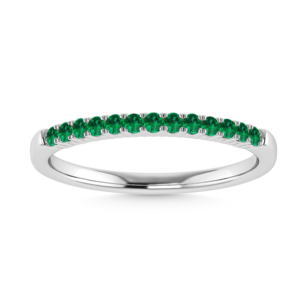 May Birthstone Emerald 1/8 ct. tw. Ladies Band in 10K White Gold | Picasso Gold & Diamond
