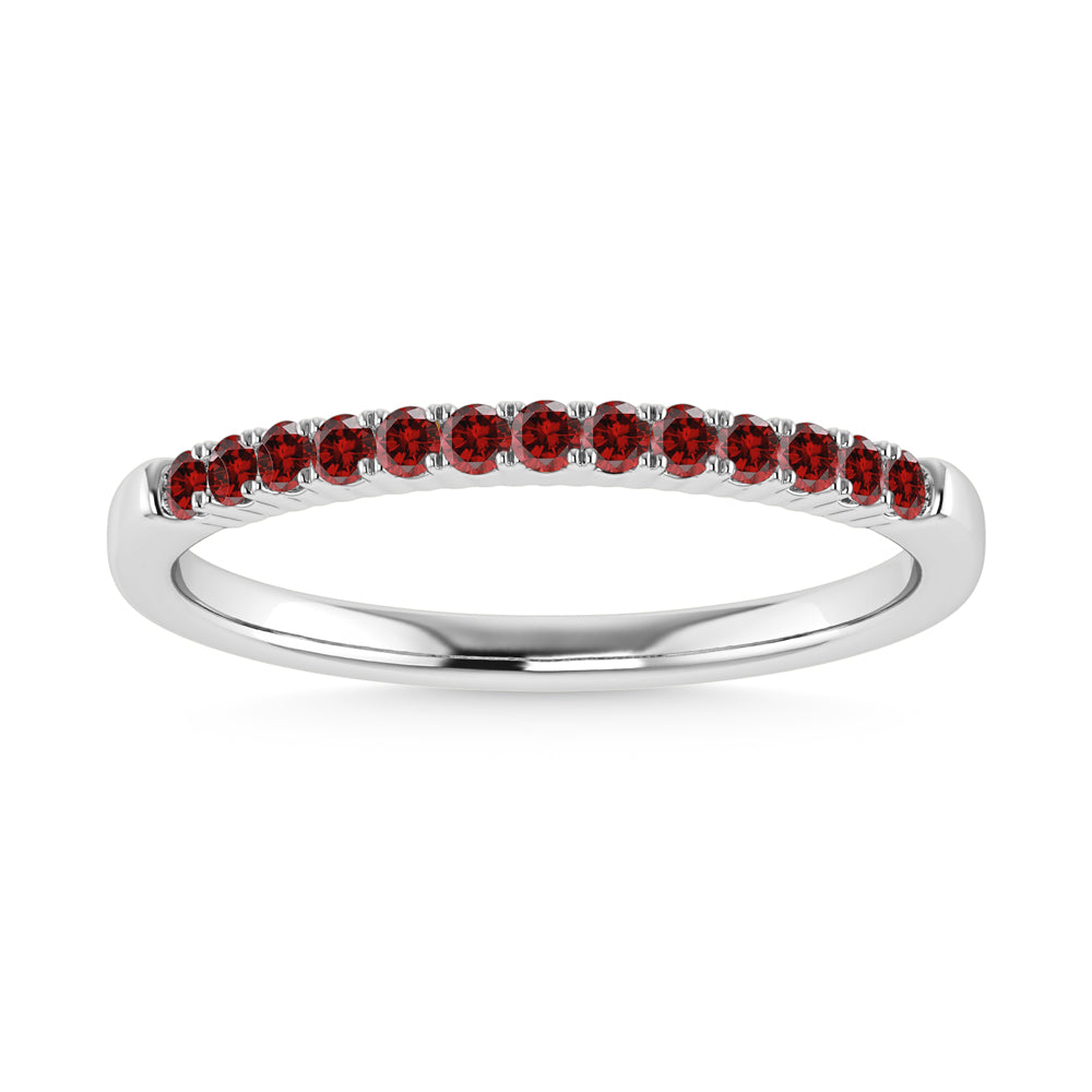 January Birthstone Garnet 1/4 ct. tw. Ladies Band in 10K White Gold | Picasso Gold & Diamond