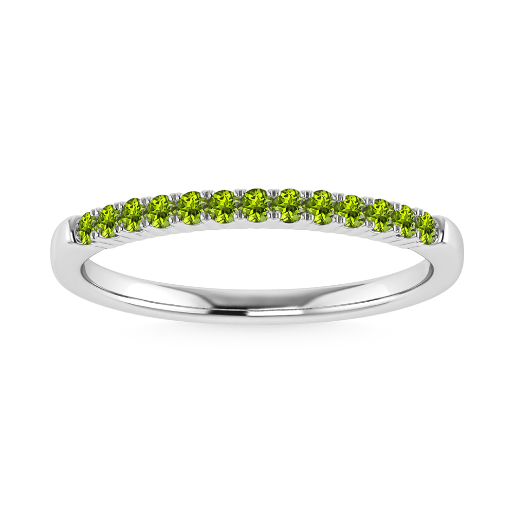 August Birthstone Peridot 1/6 ct. tw. Ladies Band in 10K White Gold | Picasso Gold & Diamond