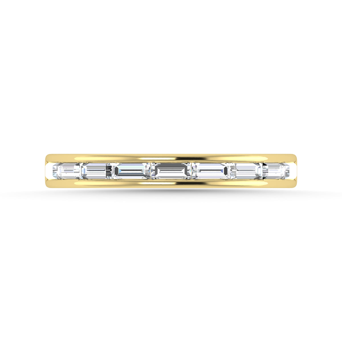 Diamond 3/8 ct. tw. Baguette Cut Anniversary Band in 14K Yellow Gold, top view of the diamonds