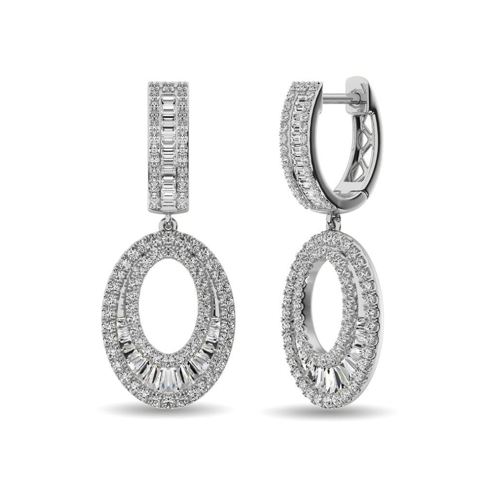 Diamond 1 Ct.Tw. Hoop Earrings in 14K White Gold  Picasso Gold & Diamond Jewelry