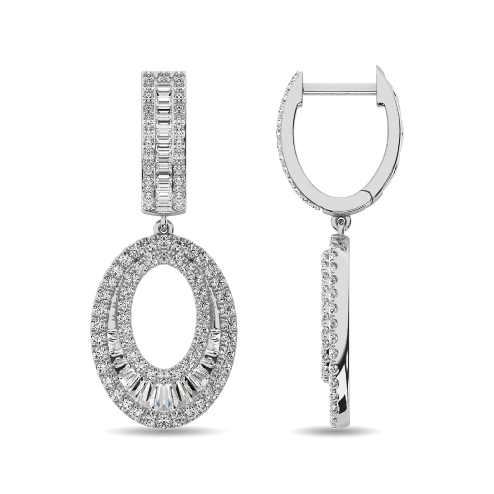 Diamond 1 Ct.Tw. Hoop Earrings in 14K White Gold  Picasso Gold & Diamond Jewelry