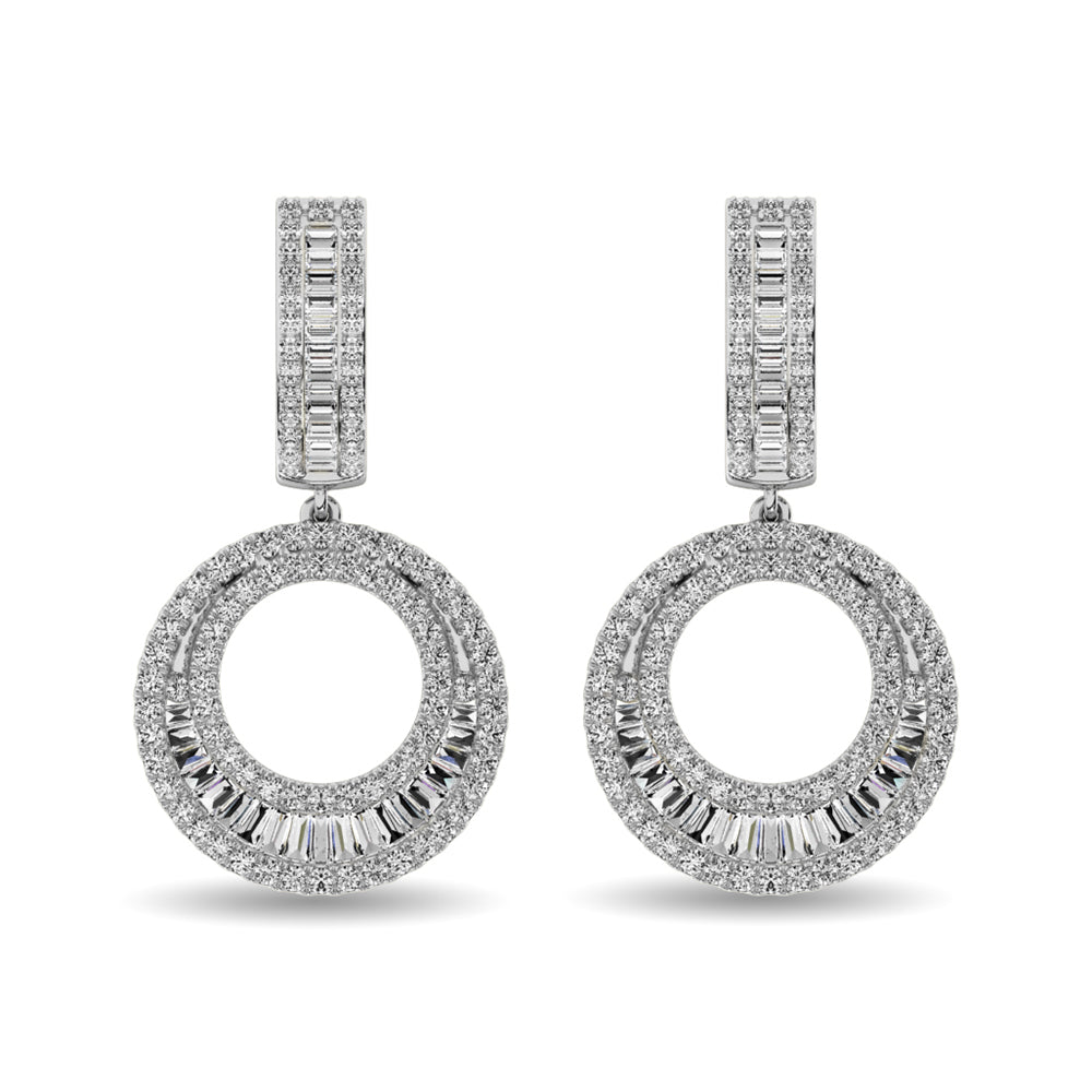 Earrings Diamond 1 Ct.Tw. Round and Baguette Hoop Earrings in 14K White Gold Diamond 1 Ct.Tw. Round and Baguette Hoop Earrings in 14K White Gold 62882W