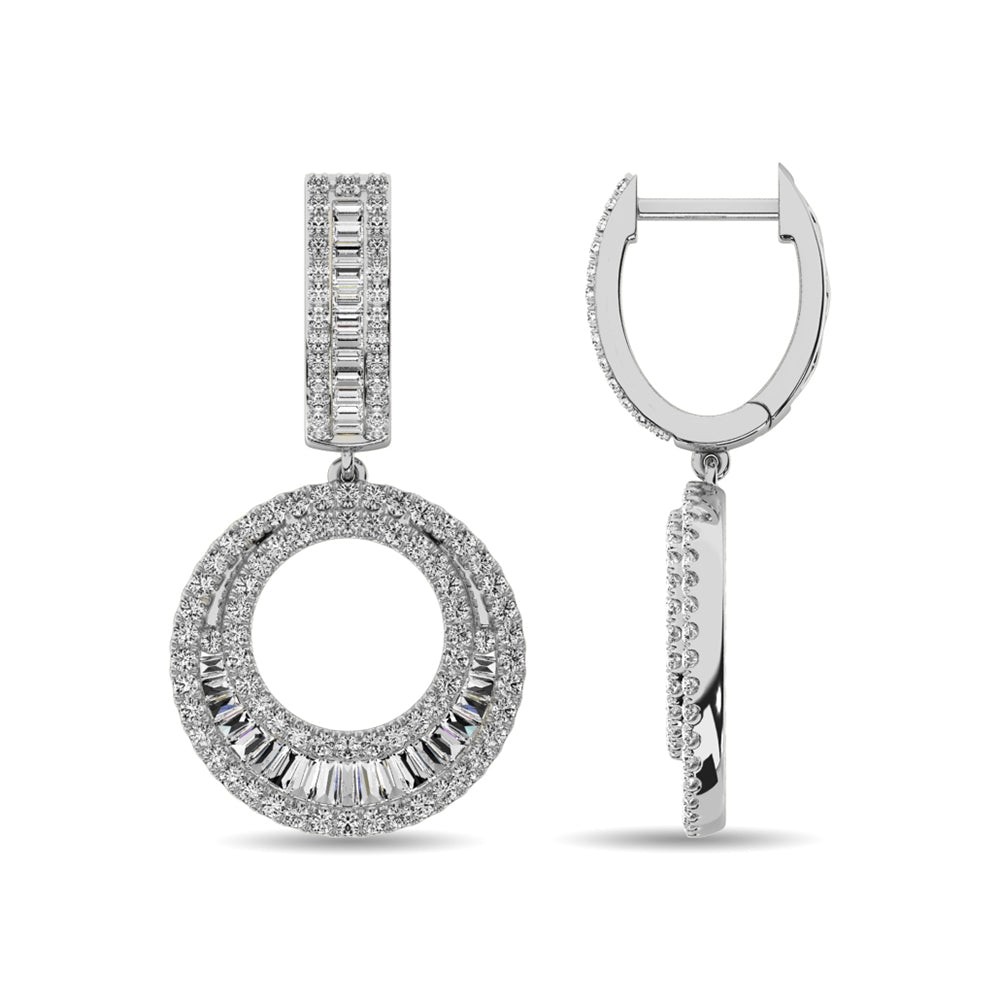 Earrings Diamond 1 Ct.Tw. Round and Baguette Hoop Earrings in 14K White Gold Diamond 1 Ct.Tw. Round and Baguette Hoop Earrings in 14K White Gold 62882W