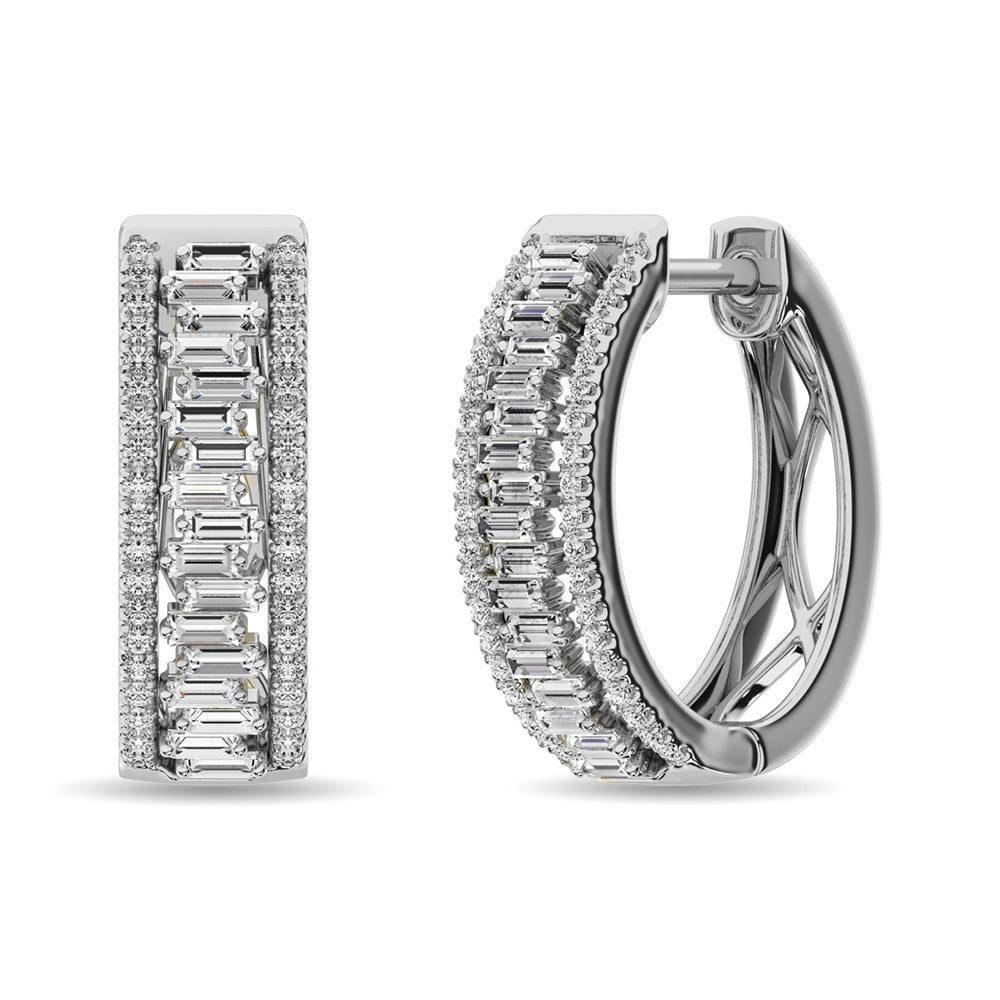 Diamond 1/2 Ct.Tw. Hoop Earrings in 14K White Gold  Picasso Gold & Diamond Jewelry