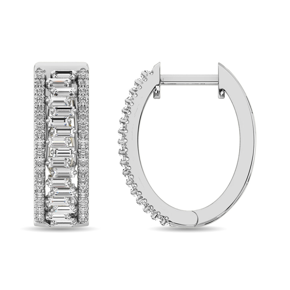 Diamond 1/2 Ct.Tw. Hoop Earrings in 14K White Gold  Picasso Gold & Diamond Jewelry