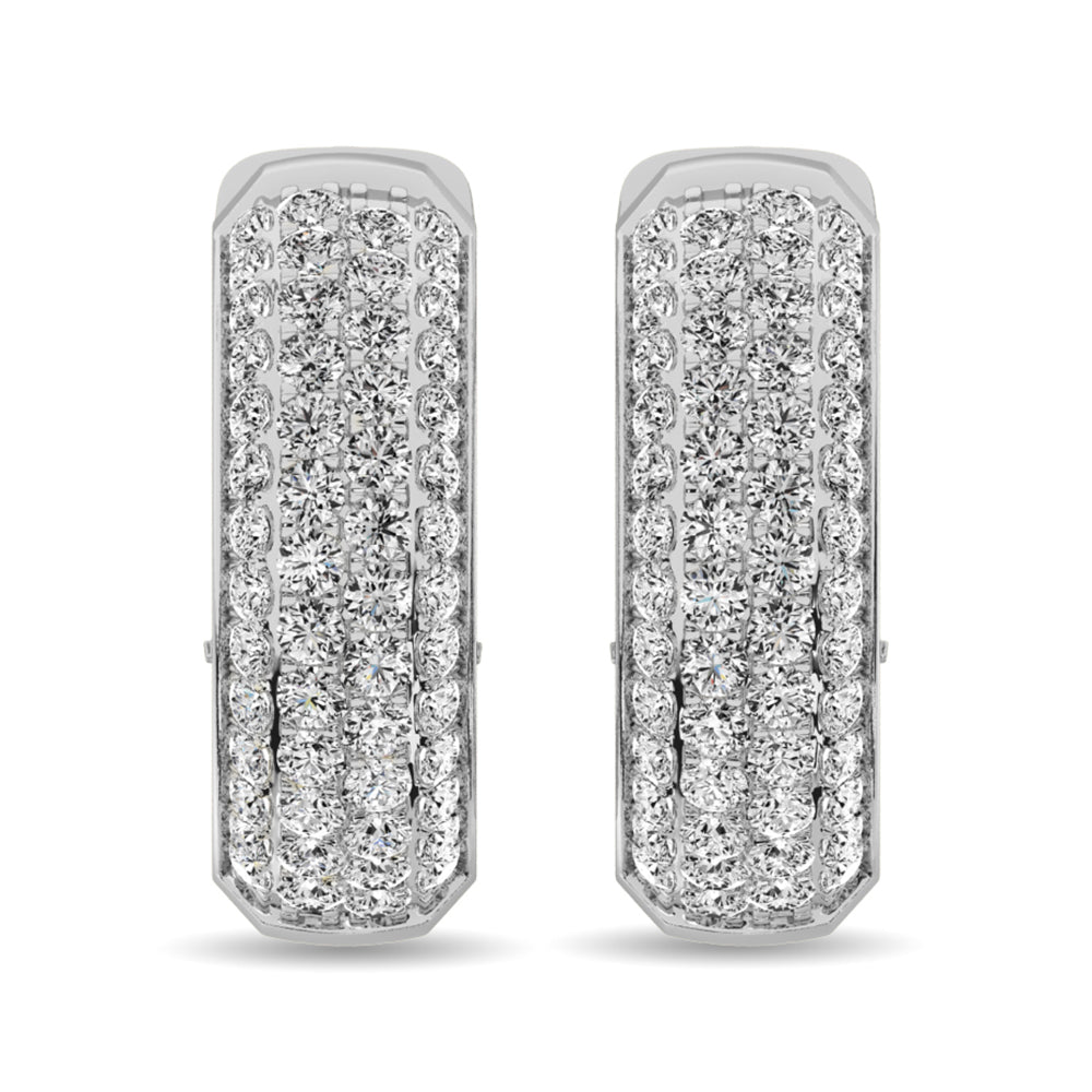Diamond 2 1/8 Ct.tw Hoop Earrings in 14K White Gold  Picasso Gold & Diamond Jewelry