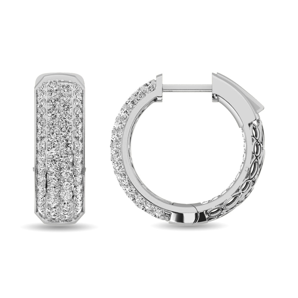 Diamond 2 1/8 Ct.tw Hoop Earrings in 14K White Gold  Picasso Gold & Diamond Jewelry