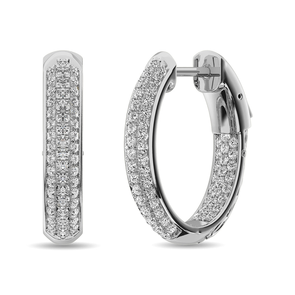 Earrings Diamond 1 Ct.tw Hoop Earrings in 14K White Gold Diamond 1 Ct.tw Hoop Earrings in 14K White Gold 62938W