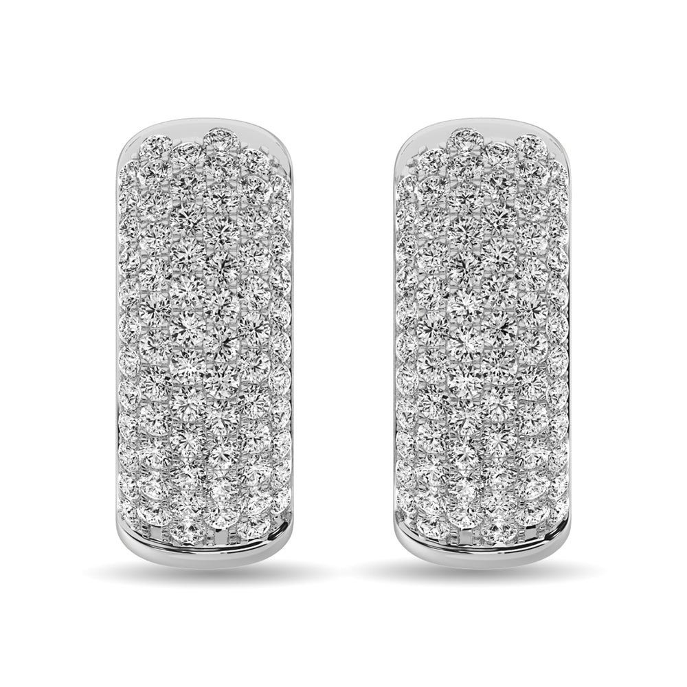 Diamond 3 1/10 Ct.tw Hoop Earrings in 14K White Gold  Picasso Gold & Diamond Jewelry