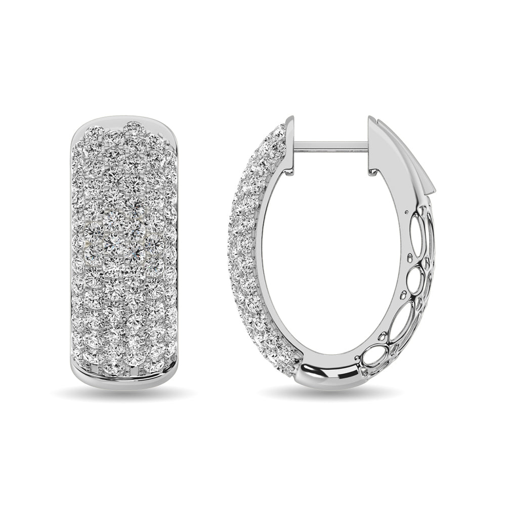 Diamond 3 1/10 Ct.tw Hoop Earrings in 14K White Gold  Picasso Gold & Diamond Jewelry