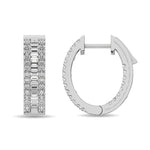 Diamond 1 Ct.Tw. Round and Baguette Hoop Earrings in 14K White Gold  Picasso Gold & Diamond Jewelry